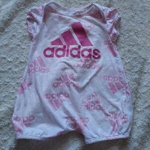Adidas Baby Romper in Soft Pink and White Sporty Athletic Girly
